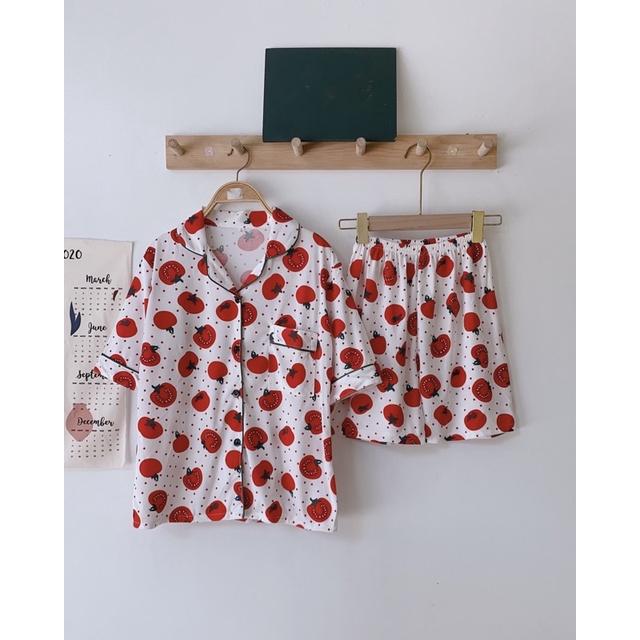 Set bộ ngủ pijama hình cà chua vải cotton