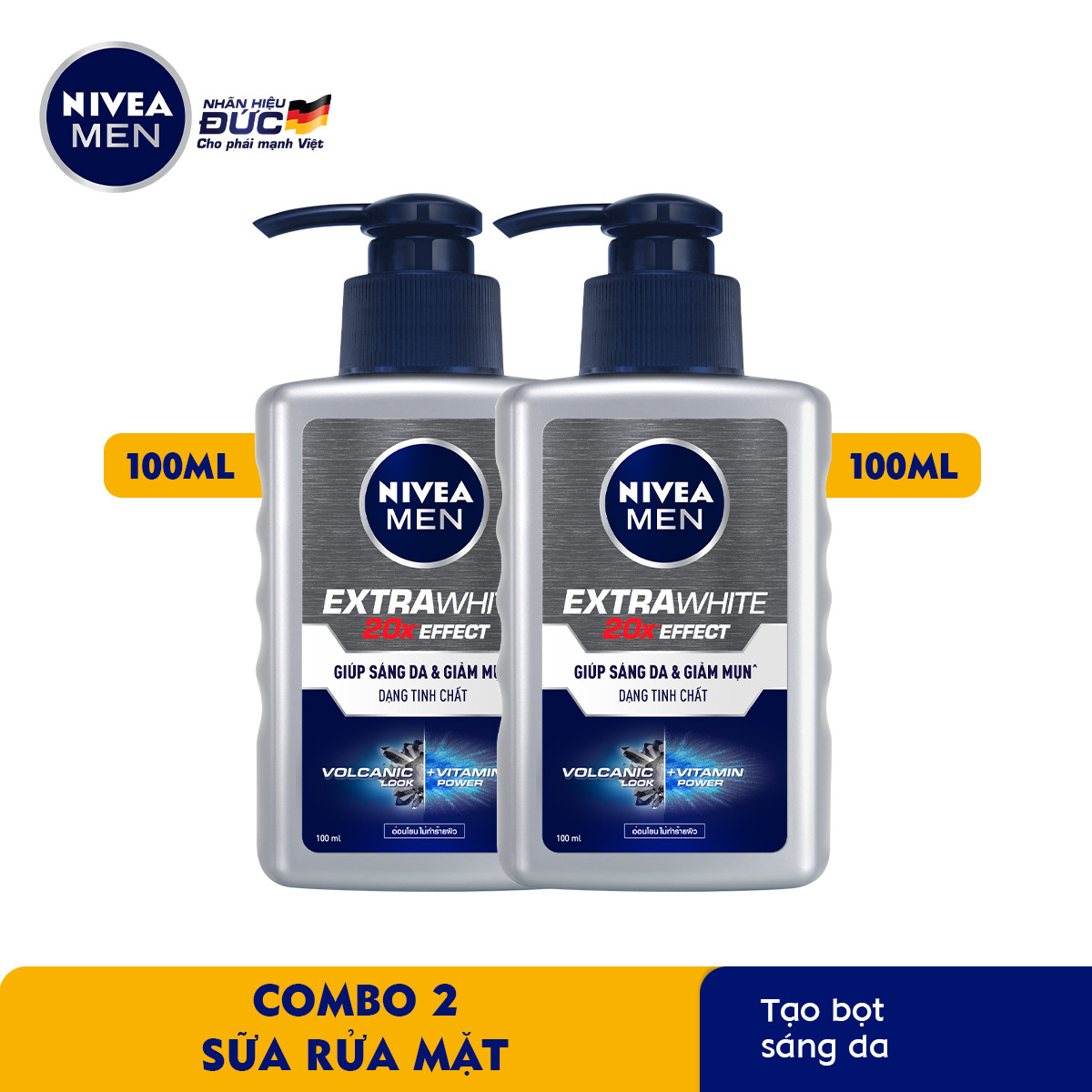 Combo 2 Sữa Rửa Mặt NIVEA MEN Tạo Bọt Giúp Sáng Da Vượt Trội - 83956