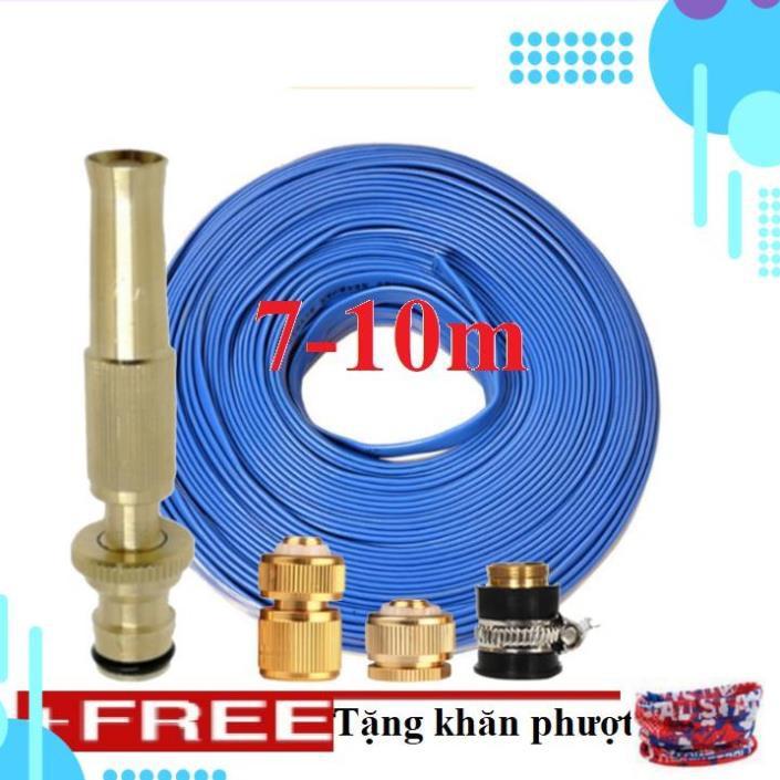 Bộ dây vòi xịt nước rửa xe, tưới cây . tăng áp 3 lần, loại 7m, 10m 206587 đầu đồng,cút đồng,+ tặng khăn phượt
