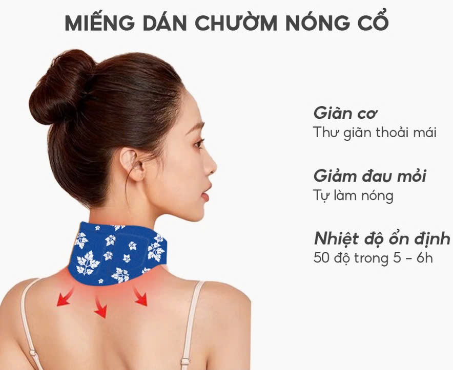 COMBO 2 Đai Dán Nóng Chườm Cổ Vai Gáy Hamart Xông Hơi Nhiệt Giảm Đau Thư Giãn Cổ Vai Gáy Hiệu Quả