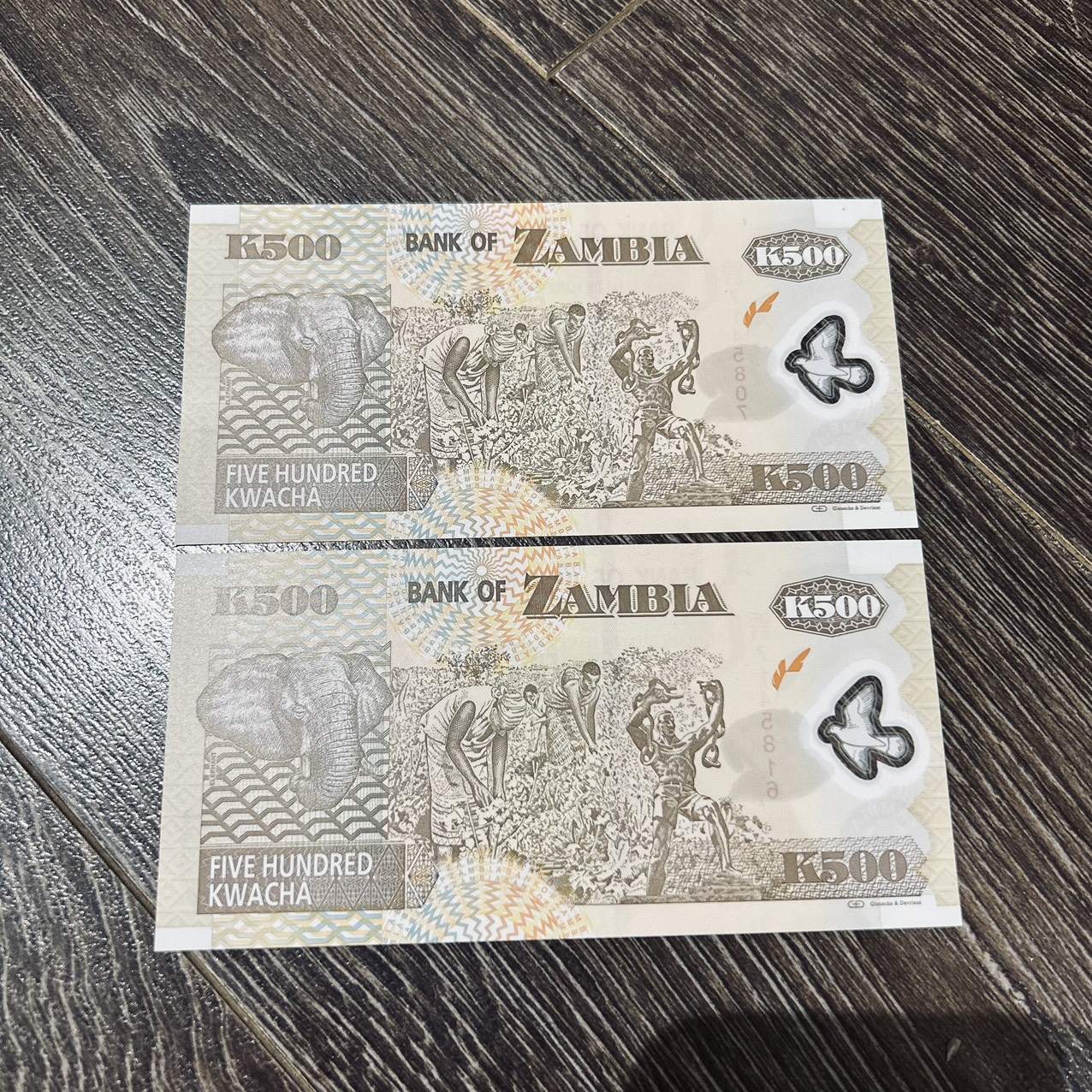 (P)Sưu Tầm/Lì Xì Tết /Qùa tặng 1 tờ 500 Đồng Zambia