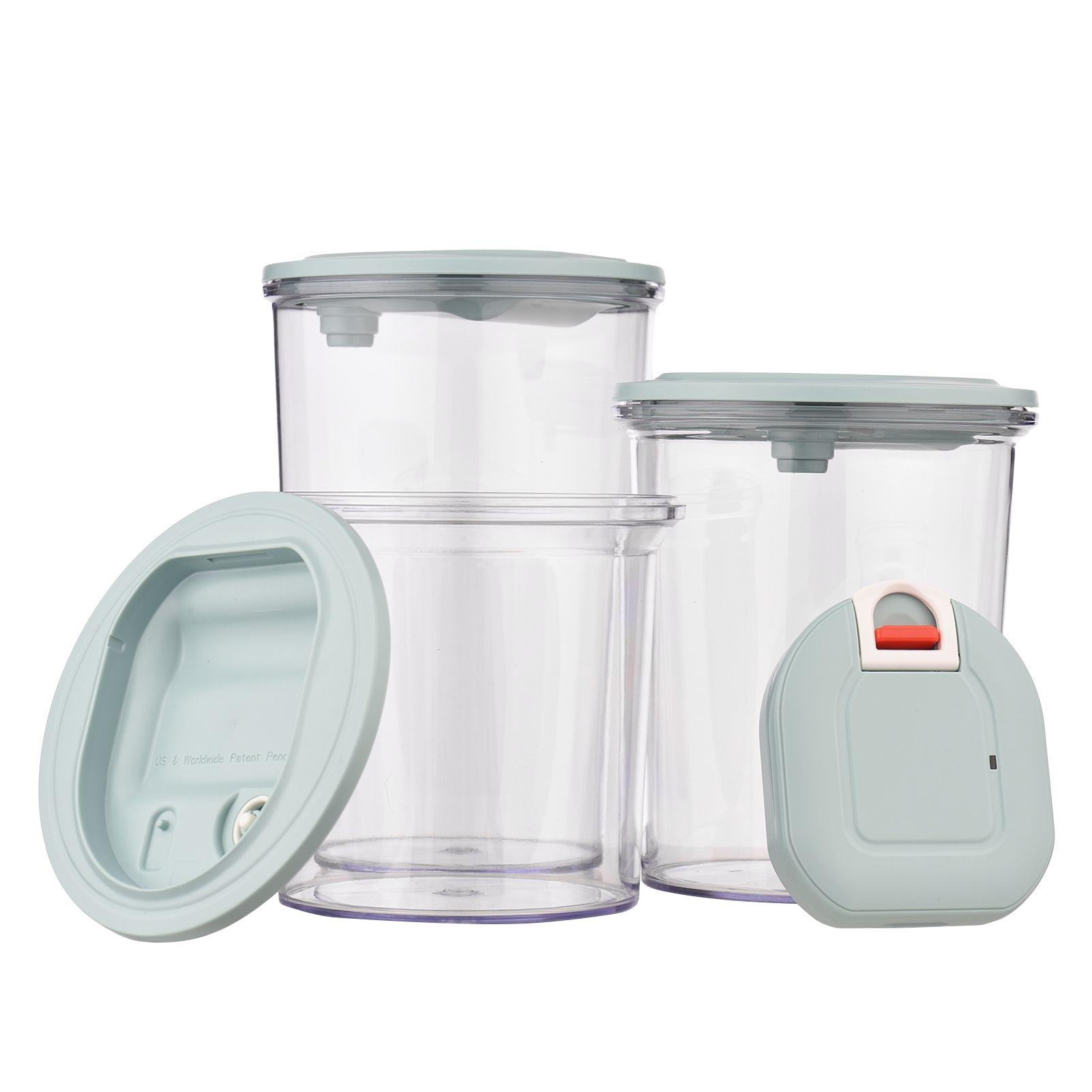 3 Set Airtight Food Vacuum Storage Containers 20Kpa Self Pumping Transparent Food Storage Jars With Lid