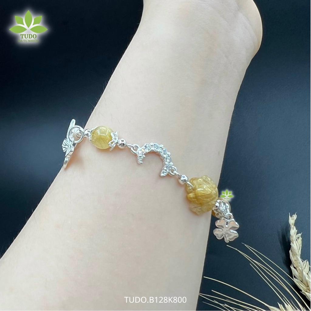 Vòng Tay Nữ Đẹp - Vòng Phong Thủy Mệnh Kim Thổ Thủy TUDO B128K800 VCBTATV Charm Hồ Ly CDTATV, Mặt Trăng