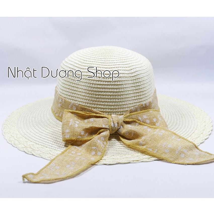 Mũ cói NƠ TO vành rộng 9cm, vòng đầu 57 cm - chất liệu vải cói đẹp thích hợp cho chị em phụ nữ