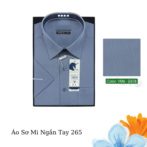 Áo Sơ Mi Ngắn Tay Trơn Màu Vạt Bầu Form Regular 265