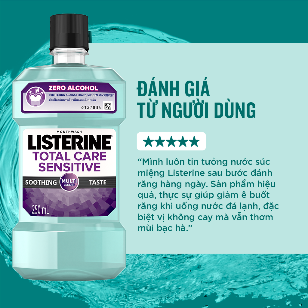 Nước súc miệng cho răng nhạy cảm Listerine Total Care Sensitive Soothing Taste - Dung tích 250ml - 750ml