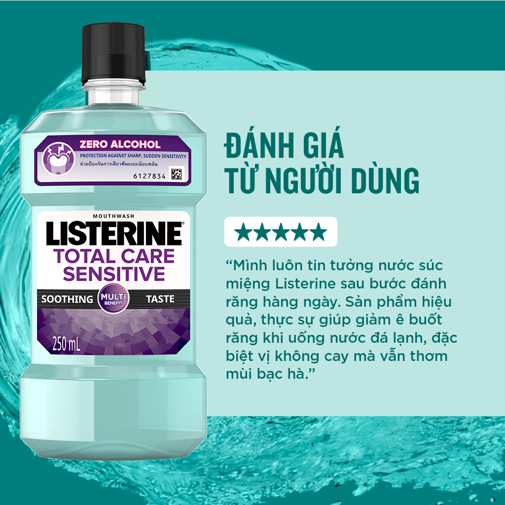 Bộ 2 Nước súc miệng cho răng nhạy cảm Listerine Total Care Sensitive Soothing Taste 250ml/chai