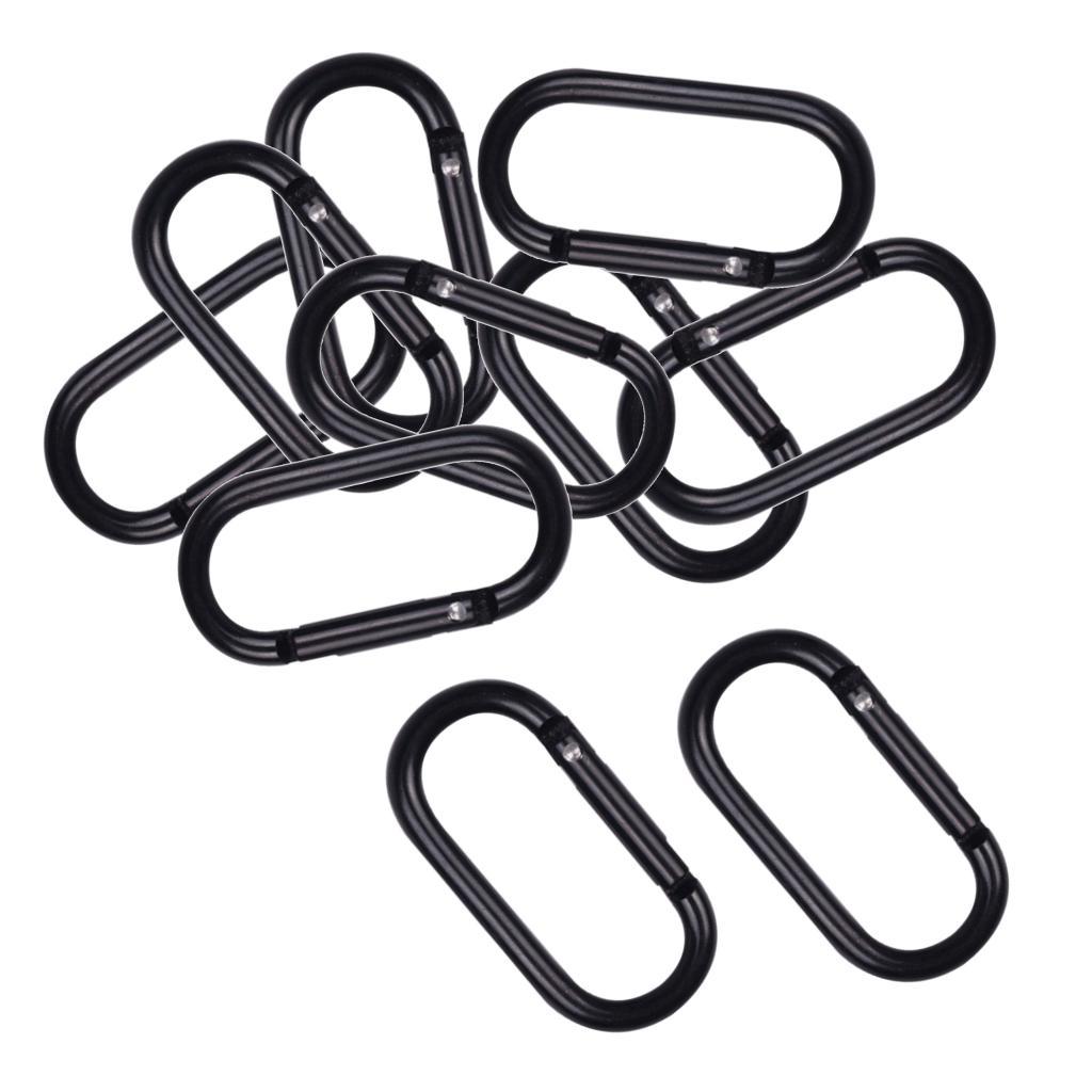 10x Locking Carabiner Clip Snap Hook Spring Karabiner Small Keychain Black