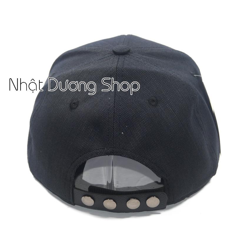 Mũ Nón Snapback thời thượng - Nón hiphop mặt da gắn mặt sắt phong cách phù hợp với mọi lứa tuổi - Xám&amp;đen