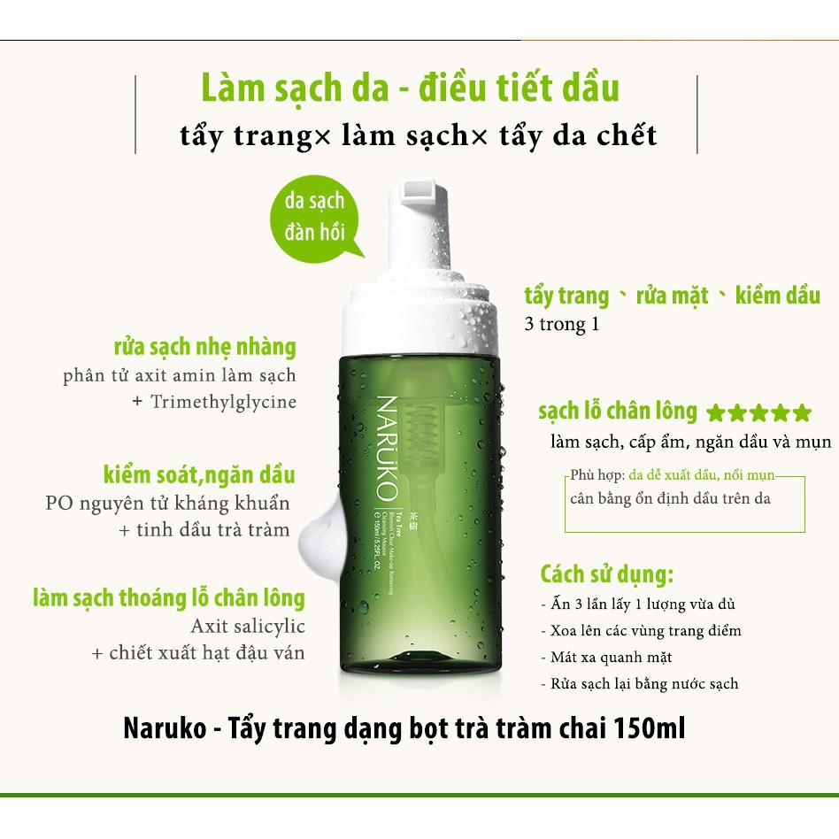 Nước Tẩy Trang Dạng Bọt Naruko Tràm Trà Tea Tree Blemish Clear Makeup Removing Cleansing Mousse 150 ml