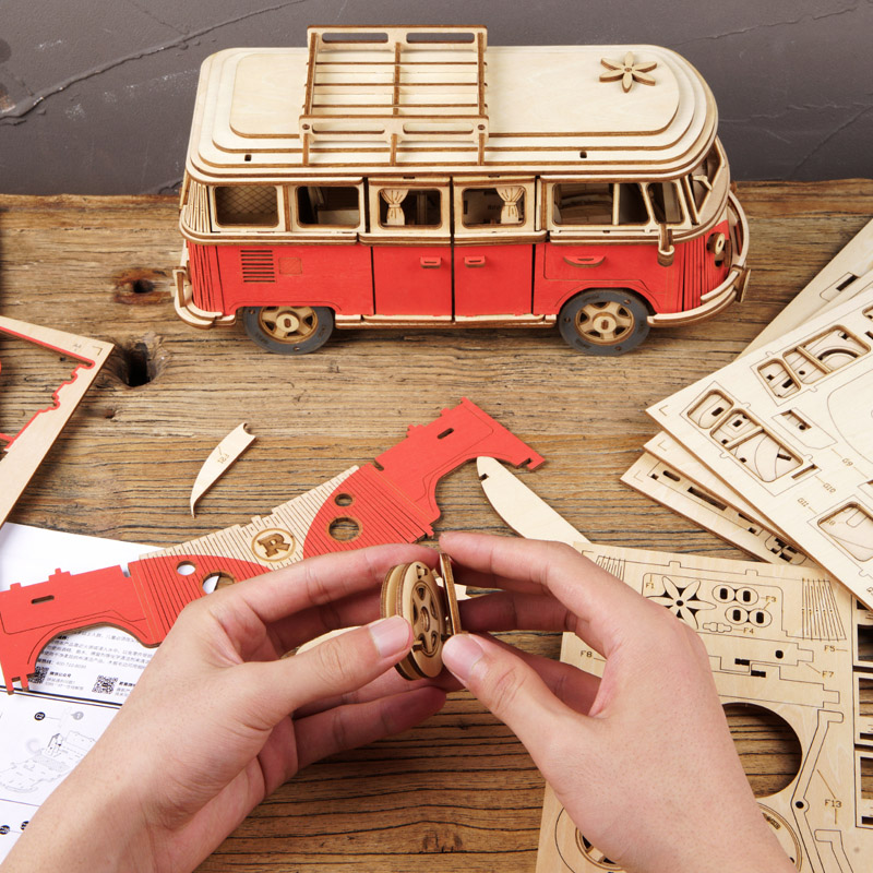 Đồ chơi lắp ghép gỗ 3D Mô hình Xe Cắm trại Camper Van
