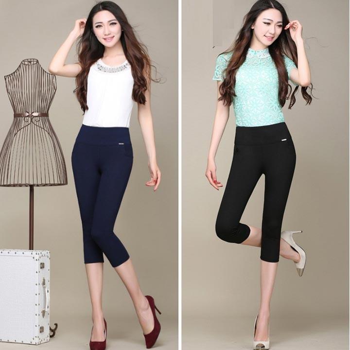 Quần legging lửng cạp cao