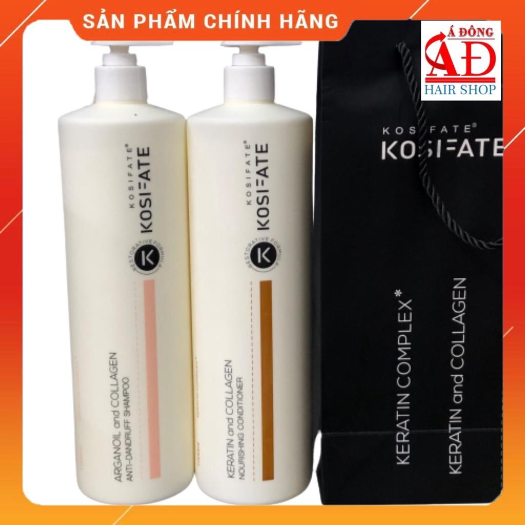 BỘ DẦU GỘI XẢ KOSIFATE COLLAGEN DƯỠNG SINH SẠCH GÀU GIẢM RỤNG MỀM MƯỢT 1000ML