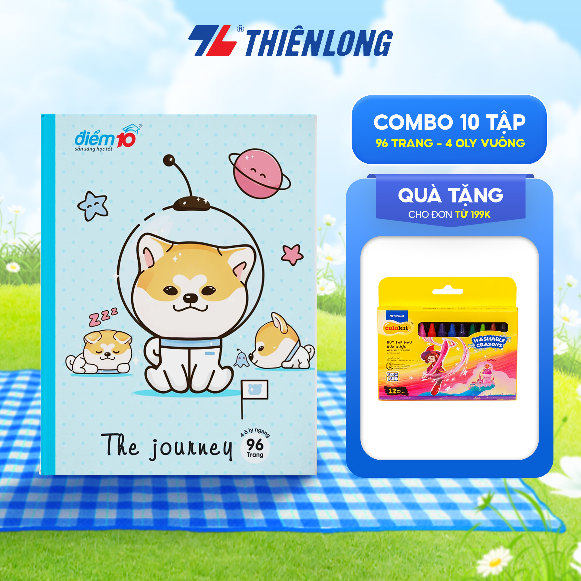 Combo 10 quyển tập Thiên Long, 96T/200T, nhiều loại gồm 4 oly vuông/ 4 oly ngang/ 5 oly vuông - Mẫu ngẫu nhiên