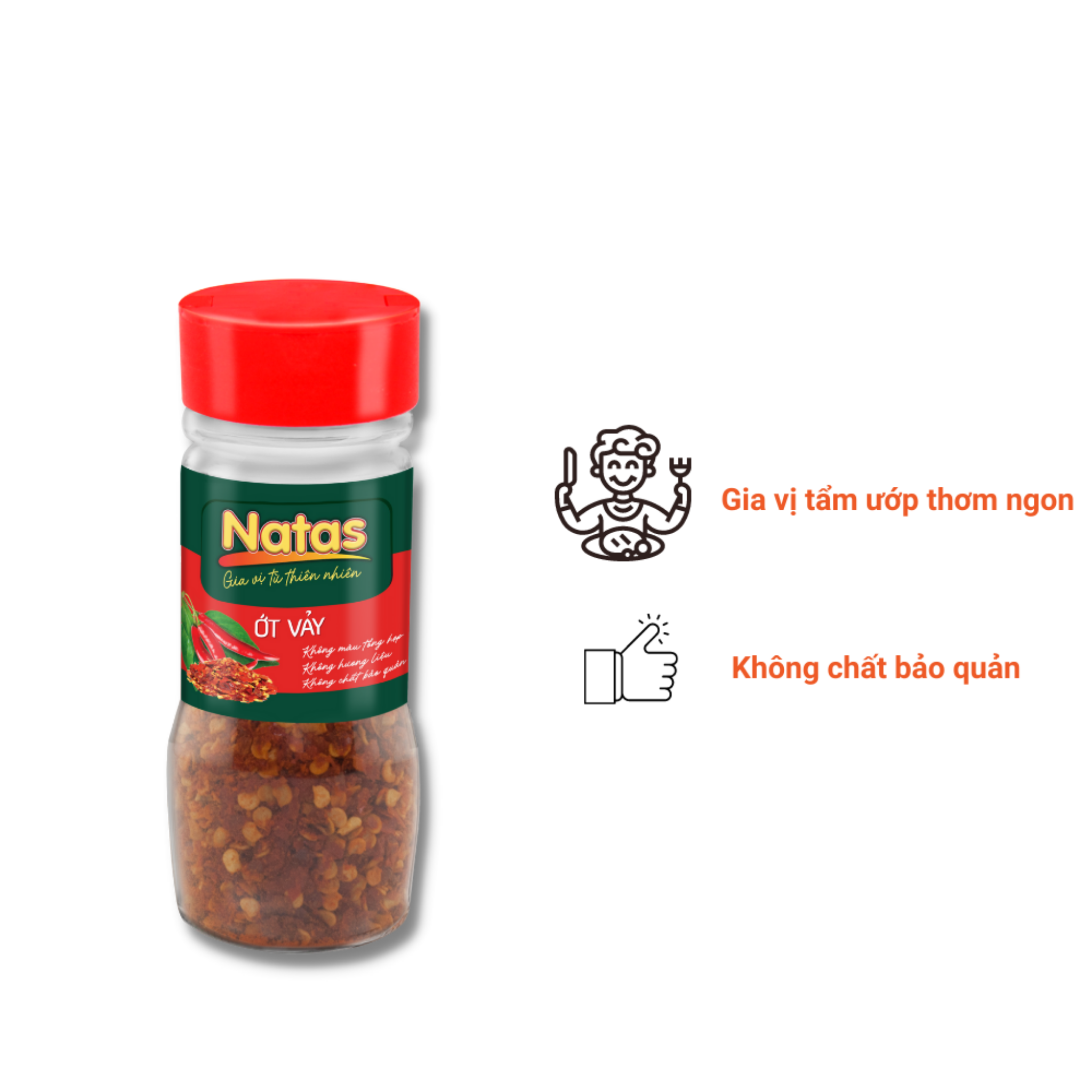 Ớt Vảy Natas Hũ 50g-Bột Gia Vị Tiện Dụng