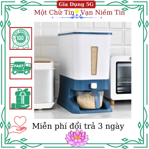 Hủ đựng gạo thông minh xuất nhật , lấy gạo tự động trong suốt Chống bụi có nắp, dung tích 12kg lớn dành cho gia đình bạn