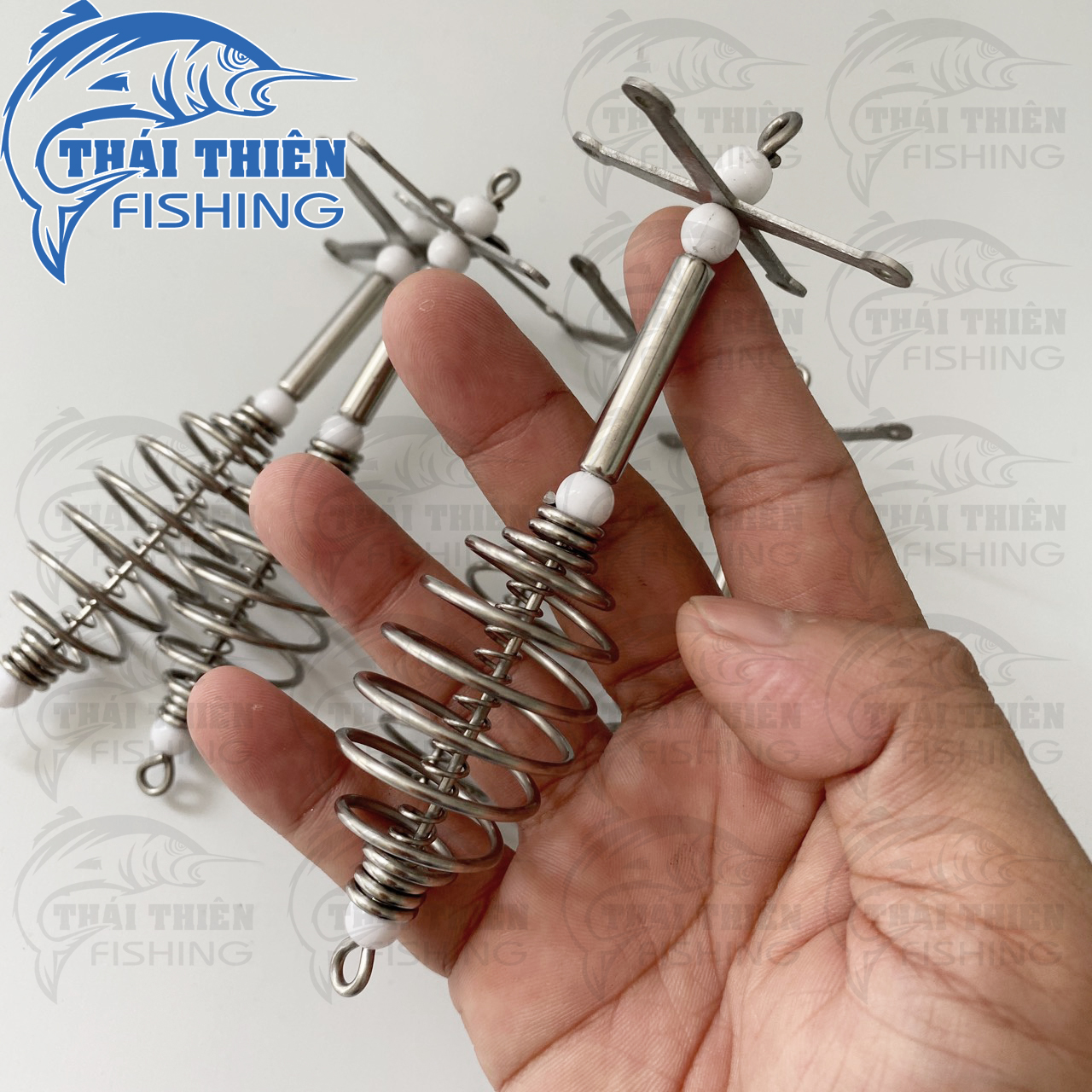 Combo 5 Cái Lò Xo Lăng Xê Chữ Thập Inox Chóng Rối Bằng Thép Không Gỉ Dùng Buộc Lưỡi Câu Lăng Xê