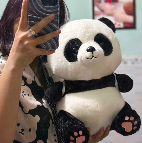 Thú nhồi bông gấu trúc đeo Balô quả bơ đáng yêu - Size 45cm - Qùa tặng gấu bông gấu trúc êm mịn cho bé