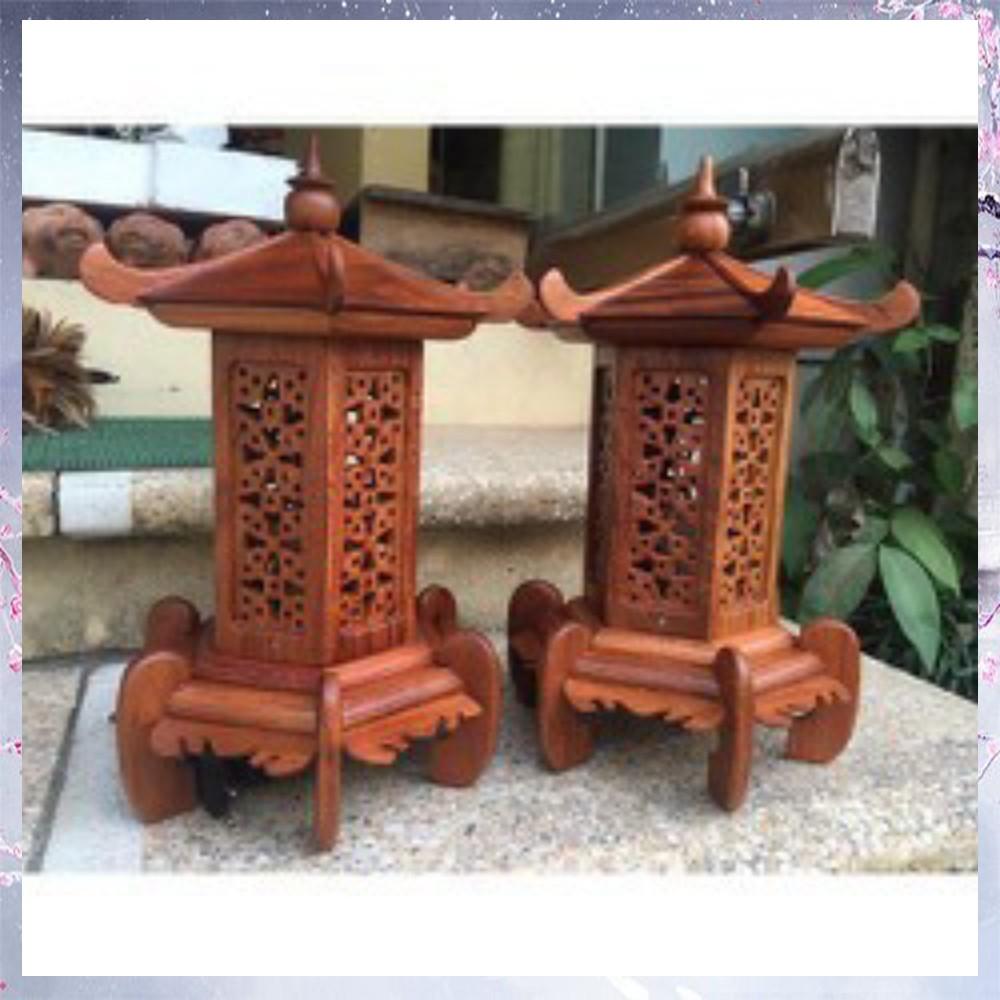 Đèn thờ lục năng gỗ hương cao 41cm