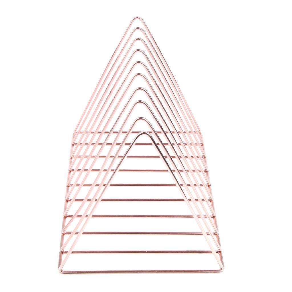 Chic Rose Gold Metal Bookshelf Magazine Book Stand Rack Holder, Desktop Organizer