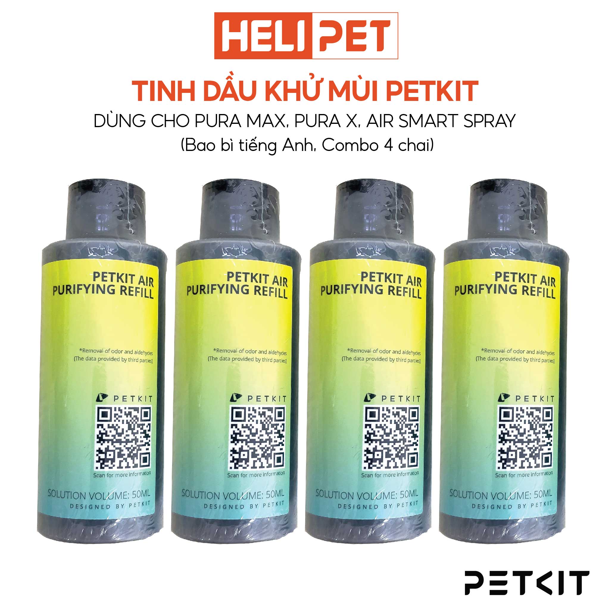 COMBO 2 Chai Dung Dịch Khử Mùi Dùng Cho Máy Vệ Sinh Cho Mèo Petkit Pura Max- HeliPet
