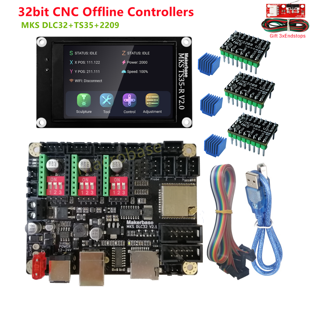 MKS DLC32 V2.1 32 BITS GRBL Bộ điều khiển ngoại tuyến TS35-R LCD HIỂN THỊ CNC3018