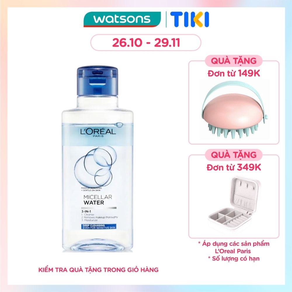 Nước Tẩy Trang L'Oreal Micellar Water Deep Cleansing 3 In 1 Làm Sạch Sâu 95ml