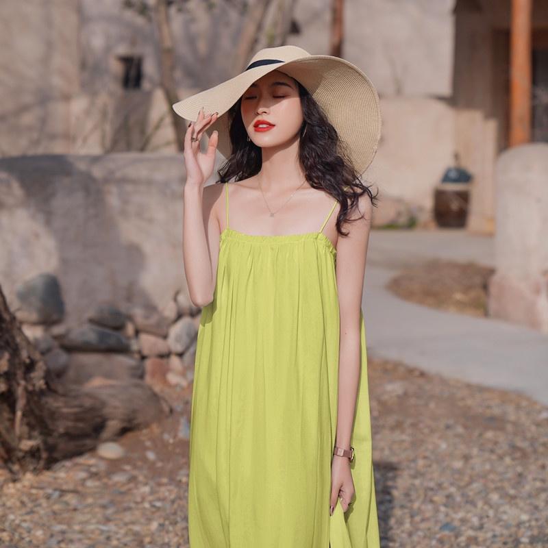 Maxi đi biển, váy đi biển 2 dây dáng dài mặc ở nhà, đi chơi siêu xinh chất vải mát, chun ngực co giãn thoải mái VAY004