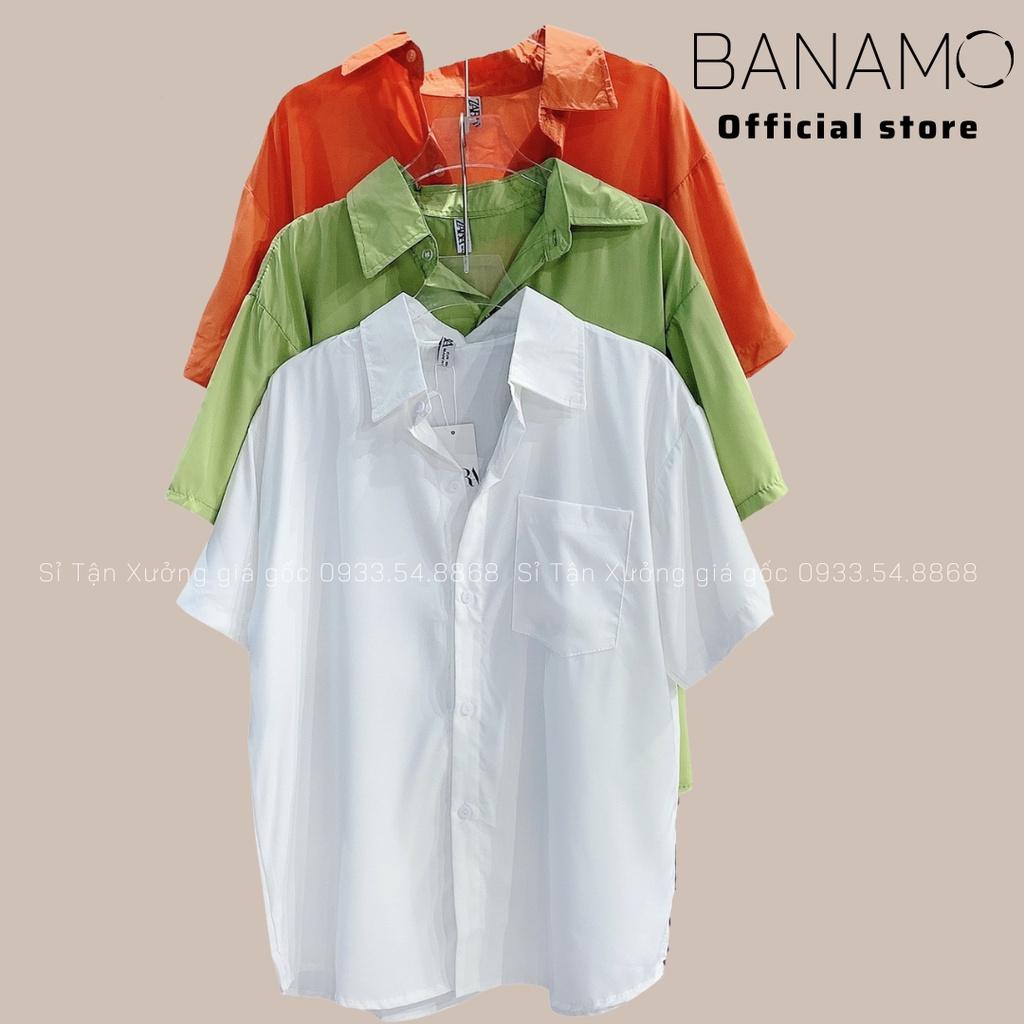 Áo sơ mi cộc tay 3 màu hàng thiết kế thời trang Banamo Fashion sơ mi cộc tay 3 màu 3932