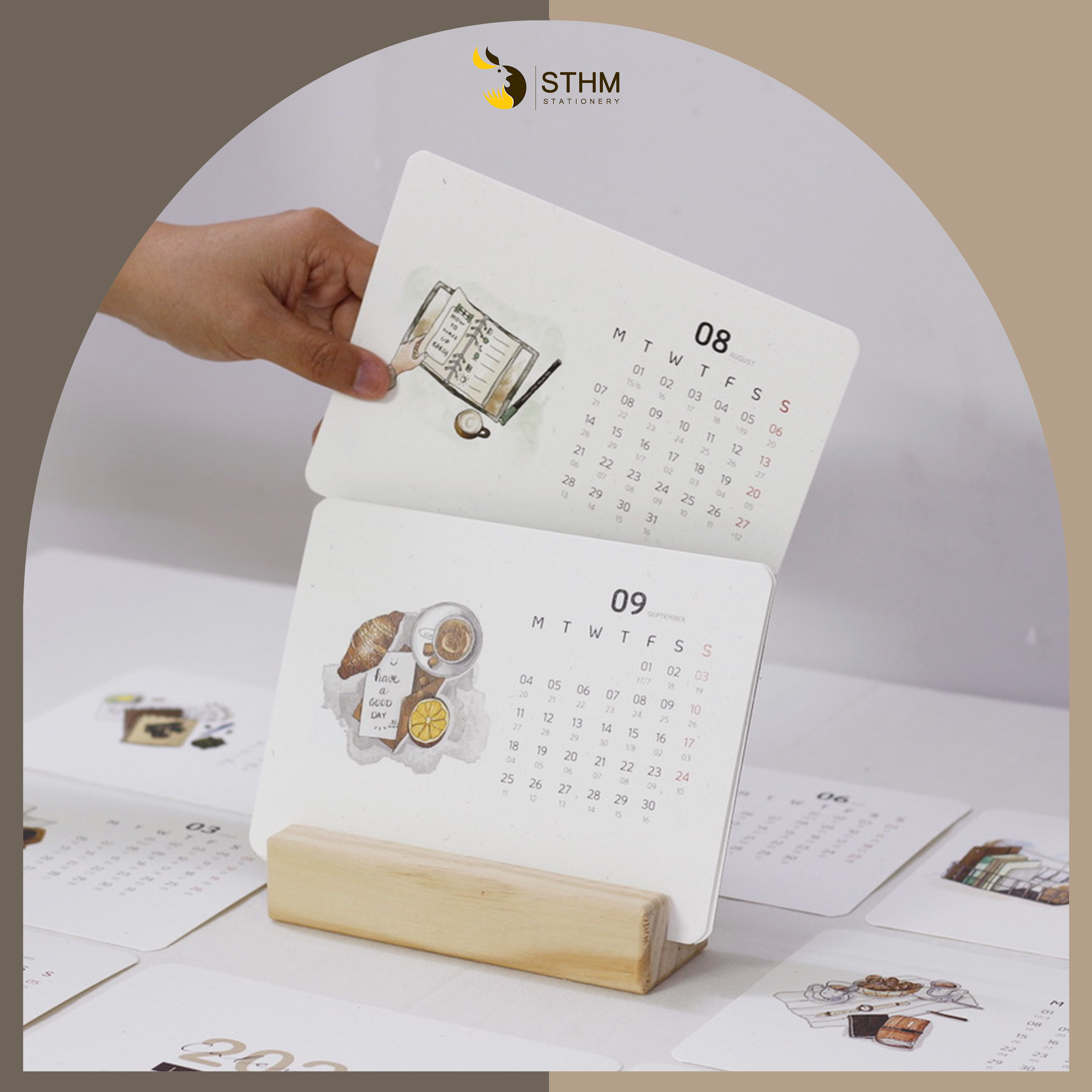 [STHM stationery] - Lịch bàn đế gỗ 2023 - Lifestyle - Tặng 12 sticker - Giấy mỹ thuật 220gsm - Có lịch âm dương