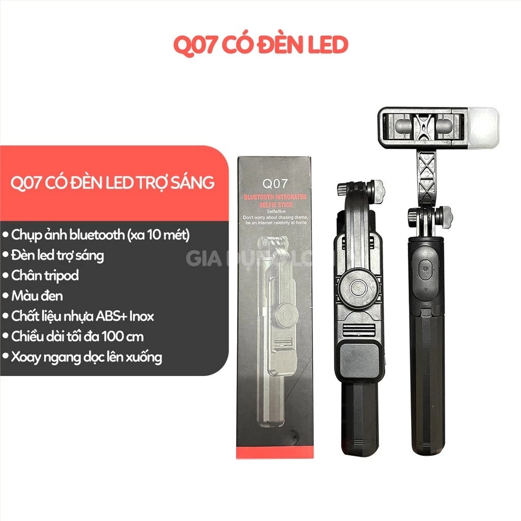 Gậy chụp hình Q7S / Q07 vỏ đỏ có đèn