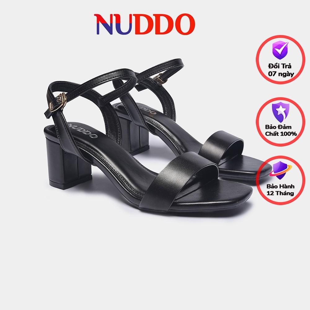 Giày sandal cao gót nữ quai ngang mảnh thời trang công sở cao cấp Nuddo gót vuông cao 5p