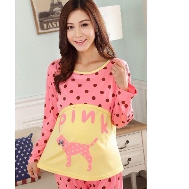 Bộ bầu  dài tay mặc nhà cho con bú