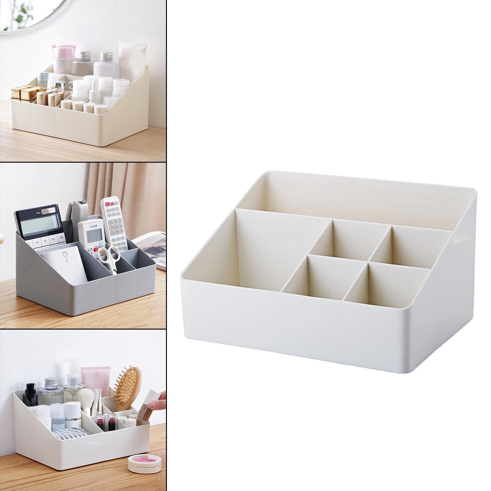 Cosmetic Storage Box Ladder Design Makeup Desk Organizer for Home Brushes White