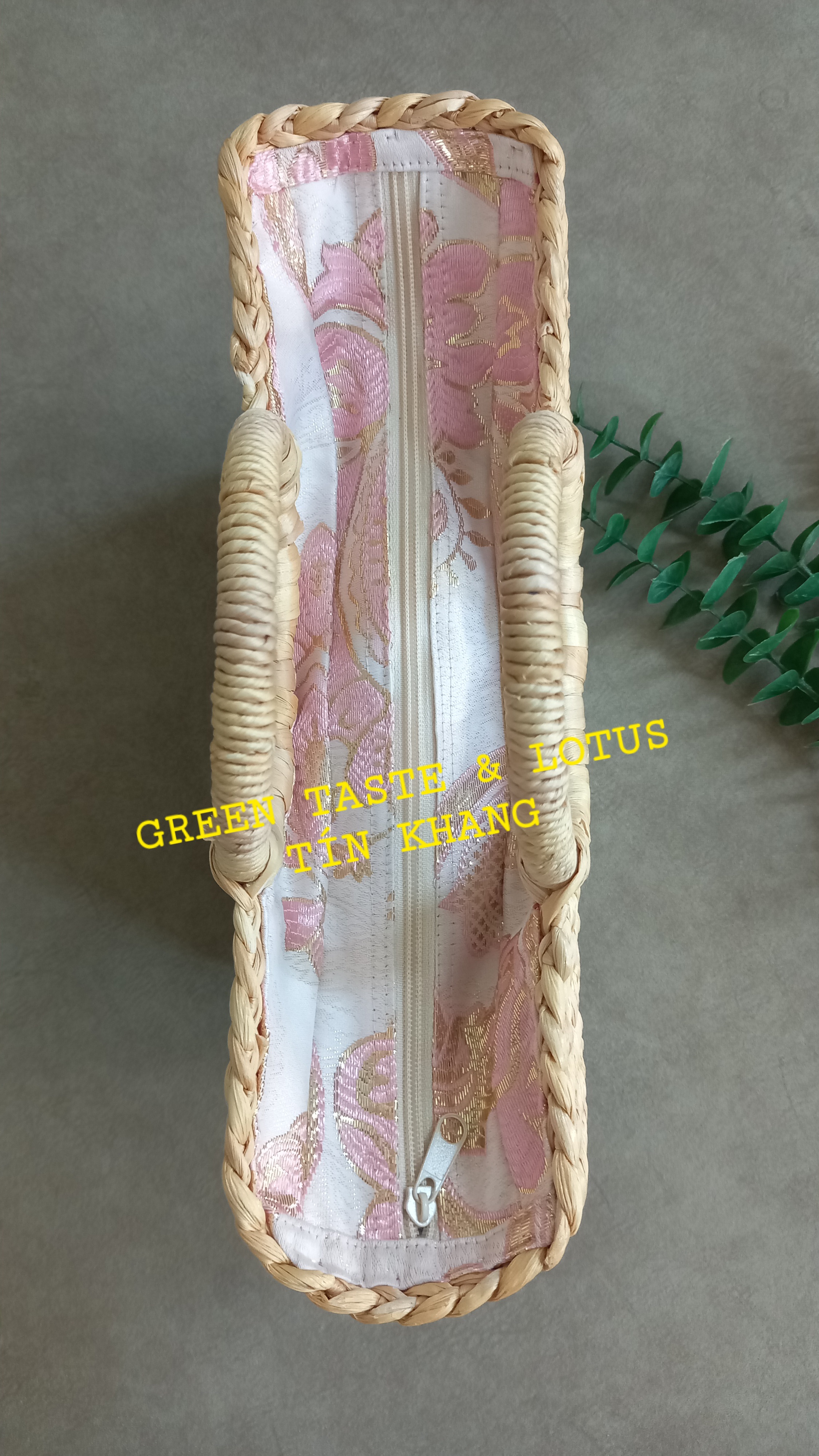 Túi Xách Lục Bình Bán Nguyệt Thêu Hoa Sen Mỹ Nghệ Cao Cấp, Chuẩn Đẹp-Túi Cói Sang Trọng TXLBNQSTHSLTK02-03