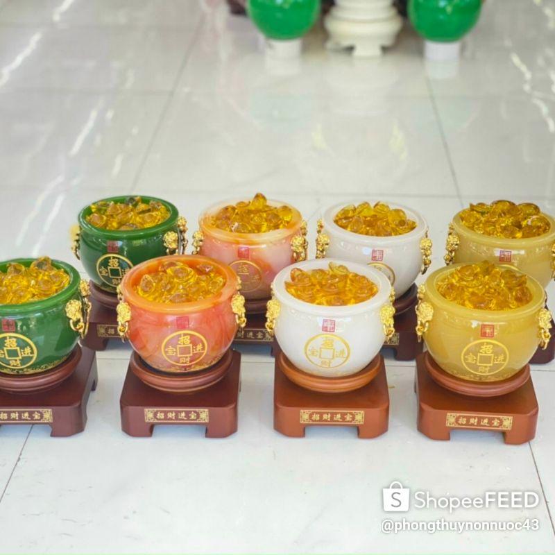 Bát Tụ Bảo  Đá Ngọc Chiêu Tài Lộc, kích thước 15cm, Có đế đẹp, đủ màu