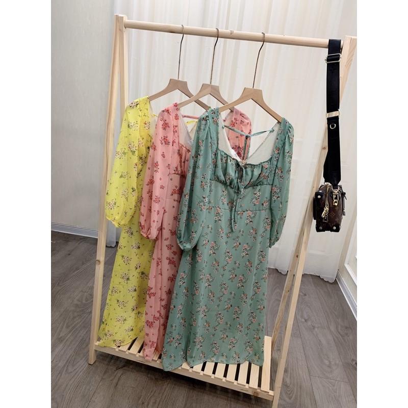 (LOẠI 1 HAI LỚP) VÁY MAXI HOA NHÍ BÁNH BÈO CỔ VUÔNG MÀU SẮC TƯƠI SÁNG SIÊU XINH