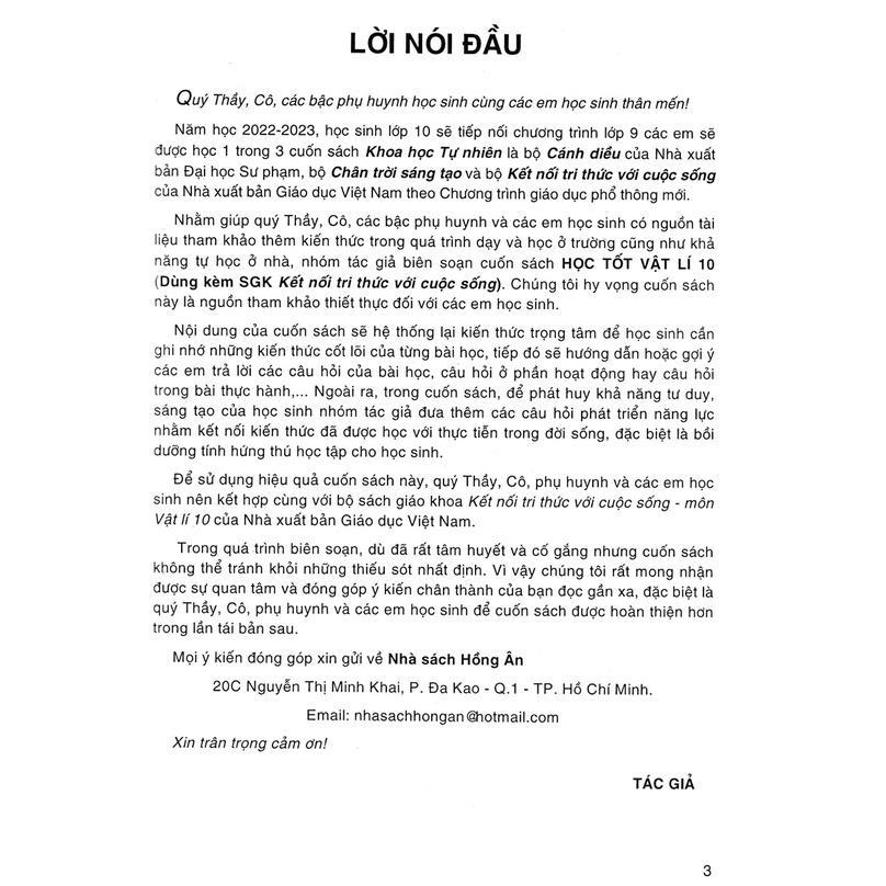 Sách - Học Tốt Vật Lí Lớp 10 - Dùng Kèm SGK Kết Nối Tri Thức Với Cuộc Sống - Hồng Ân