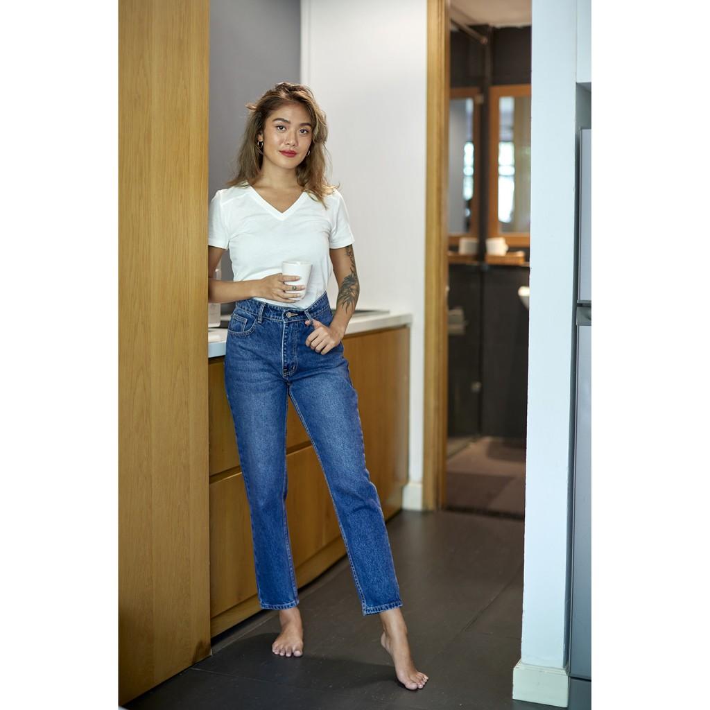 Quần Mom Fit Jeans - Cobalt Blue
