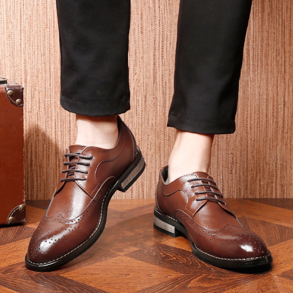 Giày da công sở giày tây big size cỡ lớn dành cho nam giới cao to có bàn chân ngoại cỡ làm bằng chất liệu da bò cao cấp thích hợp đi làm văn phòng đi chơi dự tiệc - GT038