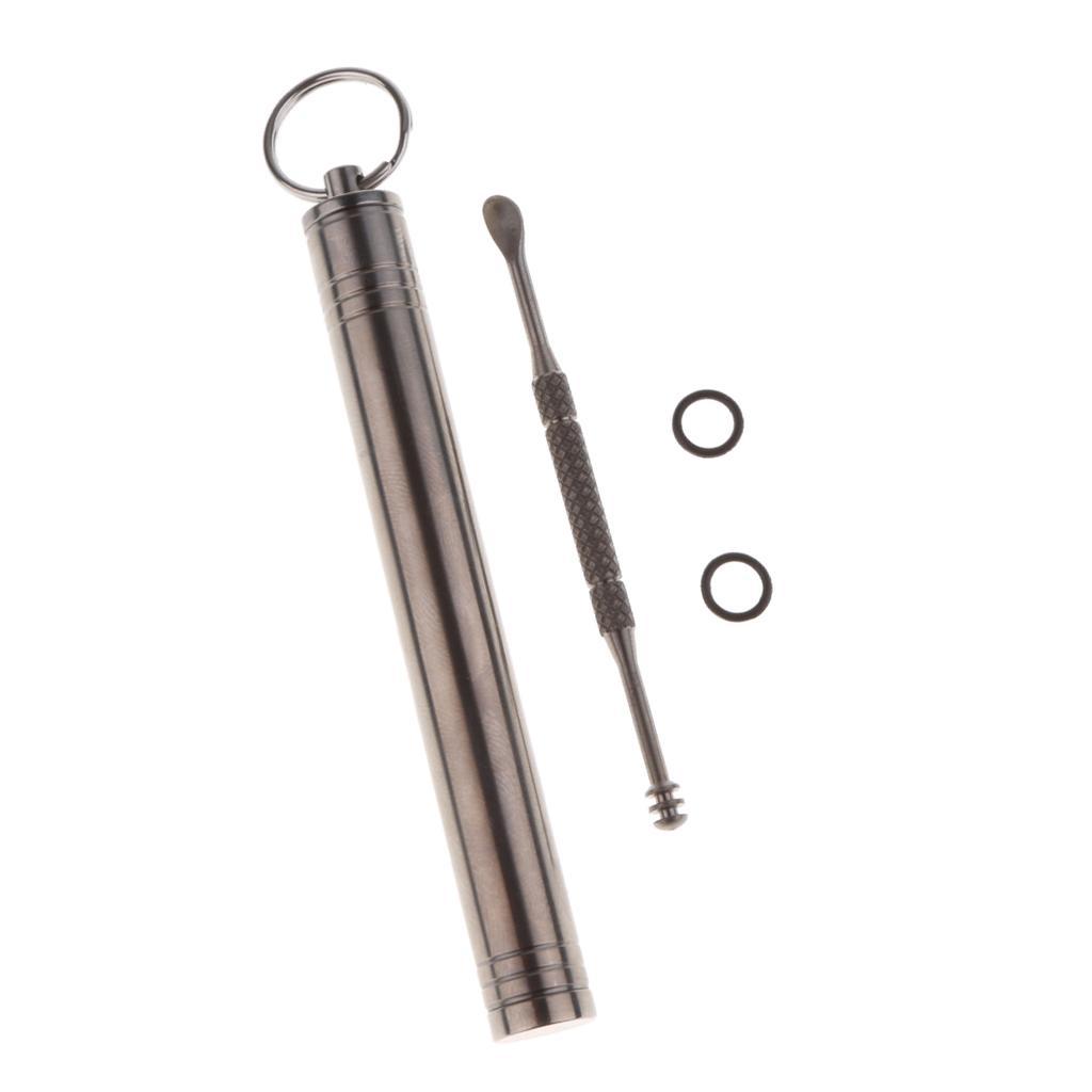 Pocket Titanium Alloy Camping Toothpick Box Ear Pick Holder with Ear Pick for Outdoor Activities