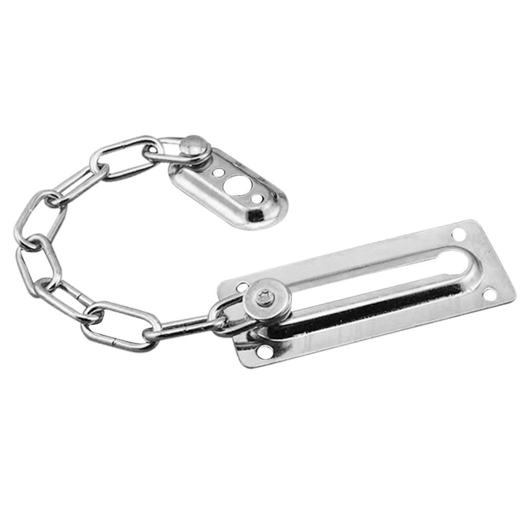 2x Stainless Steel Door Chain Guard Lock Slide Bolt for Home Security Silver