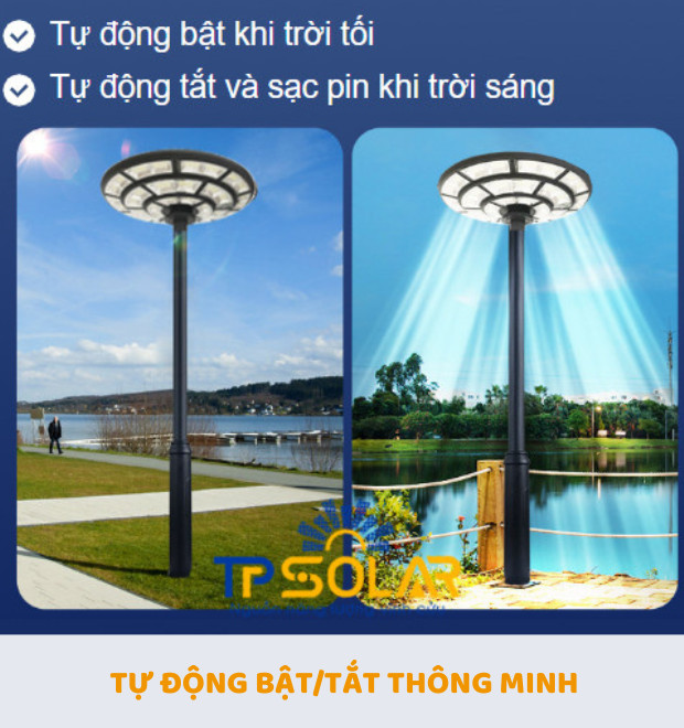 Đèn Sân Vườn Năng Lượng Mặt Trời UFO TP Solar TP-U1000 Công Suất Lớn 1000W Chiếu Sáng 360 Độ, Chống Nước IP67