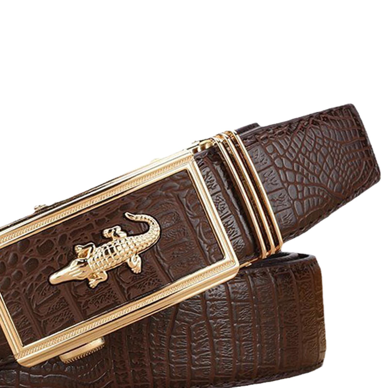 Men Belt Slide Ratchet Belt Adjustable Fashion Decorative PU Leather 120cm Casual Belt Work Belt for, Shirt, Pants, Wedding, Party