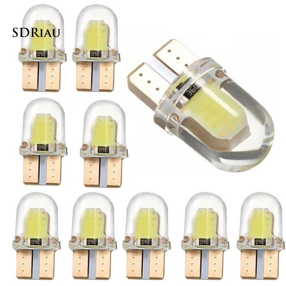 Bộ 10 đèn LED T10 W5W COB ánh sáng trắng chất liệu silicon gắn biển số cho ô tô