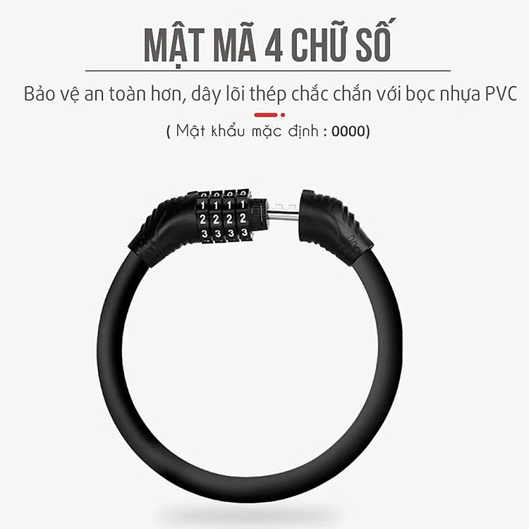 Khóa Xe Đạp Thể Thao Chống Trộm Khóa Dây Treo Yên Xe Đạp 4 Số Xoay Mã Khóa Tránh Mất Chìa Khóa - Hãng