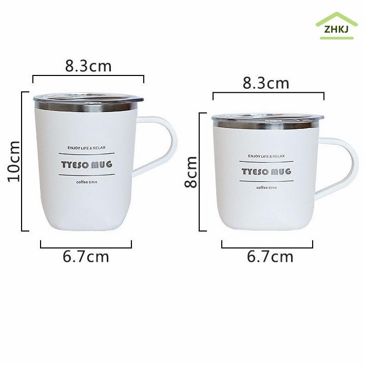 Cốc Đựng Nước Giữ Nhiệt Bằng Thép Không Gỉ 304 4 Màu Sắc Có Tay Cầm 260ML 300ML