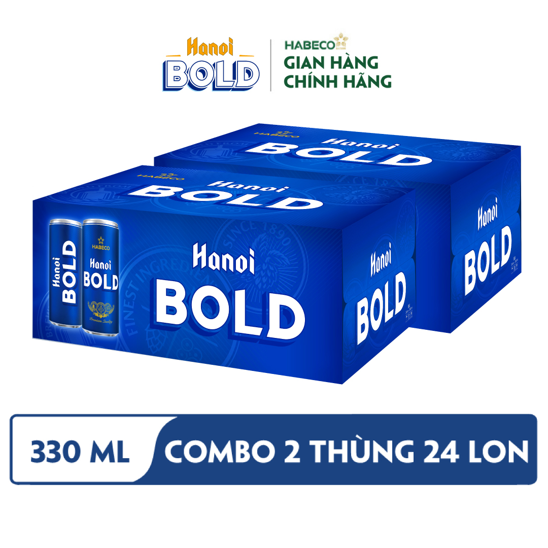 Combo 2 Thùng Bia Hanoi BOLD - Thùng 24 lon 330ml