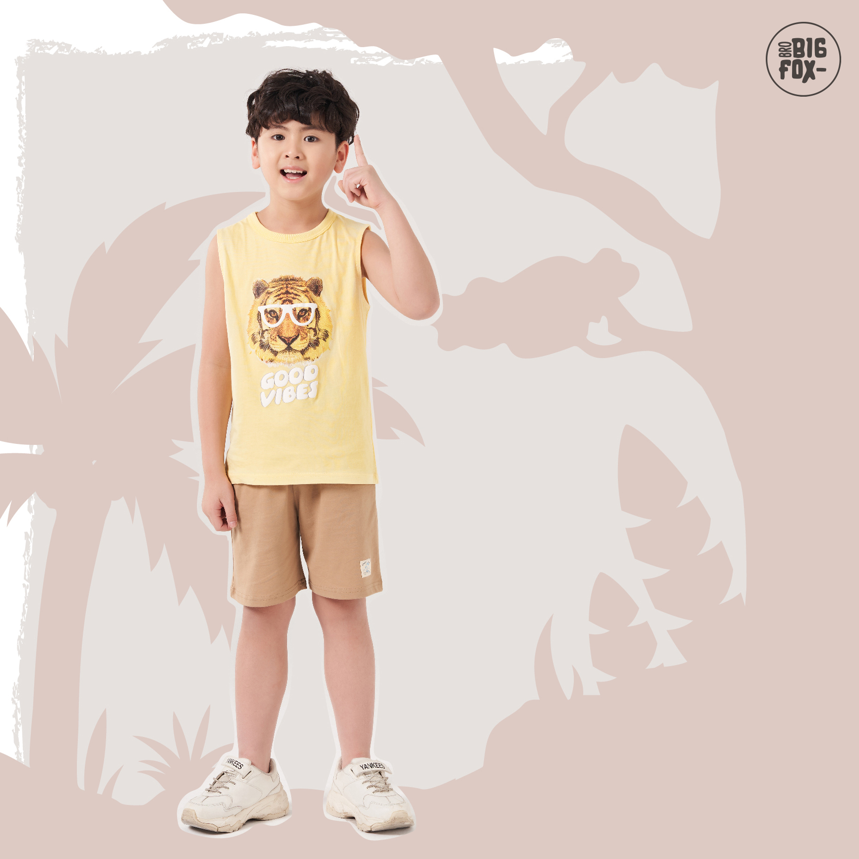 Đồ Bộ Bé Trai Size Đại Bigfox, Bộ Ba Lỗ Bé Trai Mùa Hè Chất Cotton In Hổ GOOD VIBES 3-11