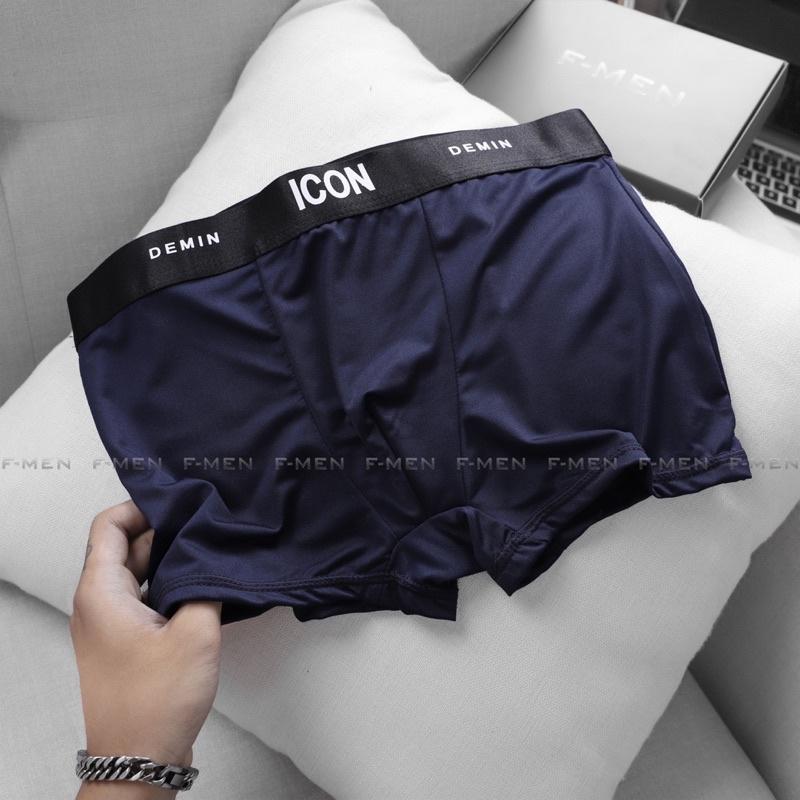 Quần boxer nam icon lụa xịn thoáng mát siêu co giãn phong cách nam tính trẻ trung full size